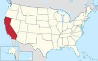 カリフォルニア州の位置を示したアメリカ合衆国の地図