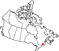 カナダにおけるモントリオール市の位置の位置図