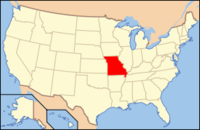 ミズーリ州の位置を示したアメリカ合衆国の地図